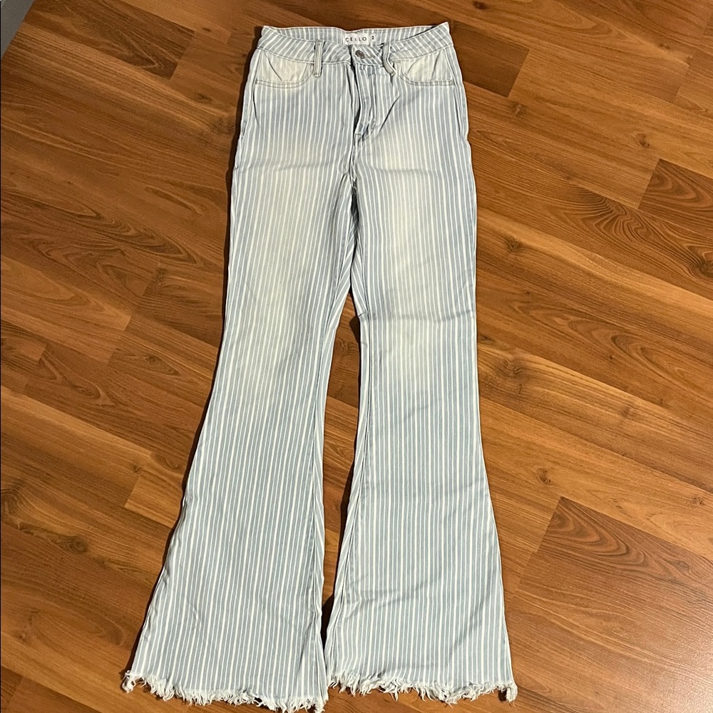 Cello Blue and White Striped Jeans